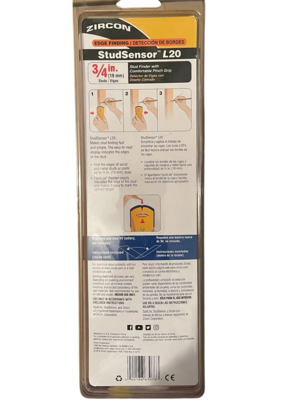 StudSensor L20 Yellow Wall Hook Finder
